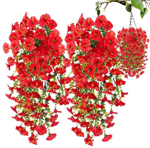 Konstgjorda petunia-blommor – realistisk blomfärg för utomhusbruk, 2-delad konstgjord petunia-arrangemang i naturlig stil, UV-resistenta kronblad flexibel stamstrukturdesign