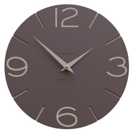 CalleaDesign Wanduhr Smile – Handgefertigt in Italien, Leise, Modernes Design, 30 cm – Elegantes Holz, Deutsches Uhrwerk – Farbe Schokolade