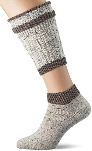 Lusana Herren Trachtenstrümpfe 2 - teiliges Loferl - Set Burghausen Tweed, Gr. 40/41, Mehrfarbig (naturmeliert/braun 011)