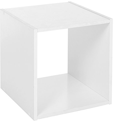 URBNLIVING ® 1, 2, 3, 4 Tier Wooden Shelving Bookcase Storage Wood Shelf Unit (Cube, White)