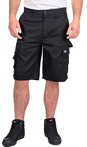 Lee Cooper Short cargo classique multi-poches pour homme, résistant et facile d'entretien, Noir, 34W