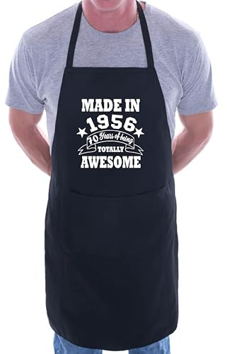 Print4U 70th Birthday Made In 1956 BBQ Cooking Funny Novelty Apron Black