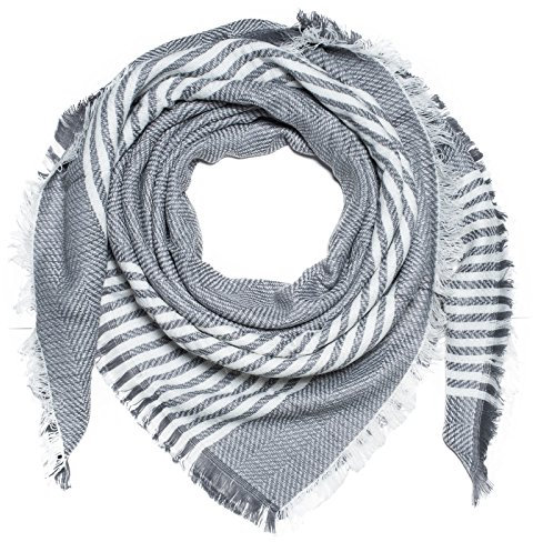 Kandharis XXL Schal Halstuch Kariert Paid Tartan Karo-Muster übergroßer Winterschal Damen Quadratisch kuschelweiche Viereckschal 140cm x 140cm WS26 Grau Weiß