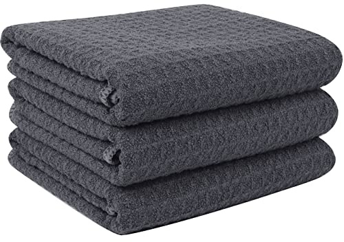 VIVOTE Microfaser Geschirrtücher Grau, Dicke Küchentücher, 40x56cm, 380/gms | Waschbar Spültuch für Küche, Waffelgewebe Handtuch, Super Saugfähig Geschirrhandtücher Fusselfrei, 3 Stück