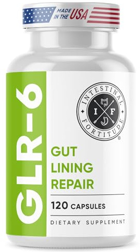 Intestinal Fortitude GLR-6 - Gut Lining Repair Supplement for Gut Health - Leaky Gut Repair with L-Glutamine, Slippery Elm, DGL Licorice Root, Marshmallow Root, Fenugreek - IBS, IBD, GERD - Vegan