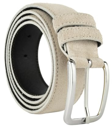 GRESEL Cintura Scamosciata Uomo e Donna, Vera Pelle, Made in Italy, Accorciabile