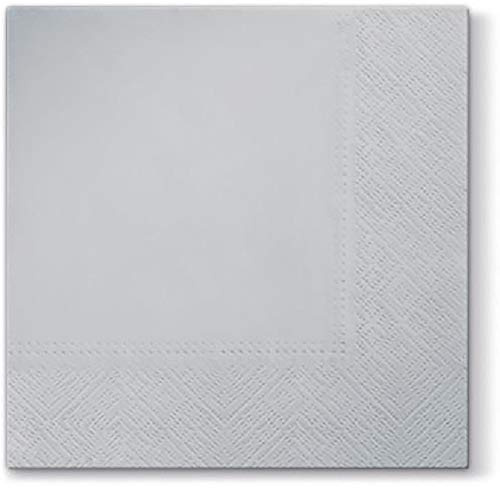 Silver Paper Napkins Quality Decorative Serviettes 3ply 33cm x 33cm (Pack of 20)