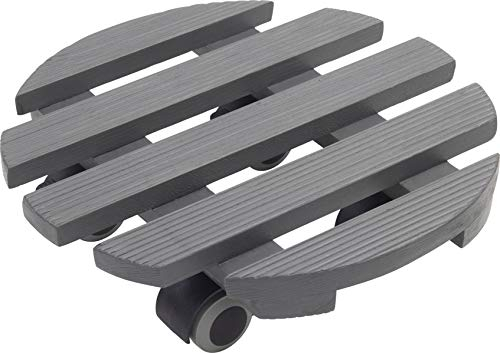 Metafranc 825200 - Carrello portavasi, in Legno di Pino, con Ruote in polietilene ad Alta densità, con 2 bloccanti/Scooter, Supporto per Il Trasporto di Piante, Colore: Grigio