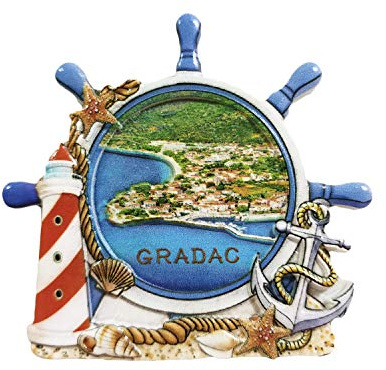 Gradac Kühlschrankmagnet, Kroatien, 3D-Ruder, Kunstharz, Reise-Souvenirs, handgefertigt, Heim- und Küchendekoration, Kroatien, Kühlschrankmagnet, Sammlung, Geschenk