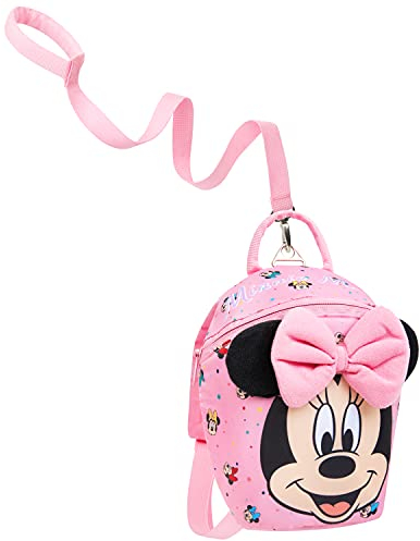 Disney Minnie Mouse Rucksack Kinder mit Kinderleine 360° Drehbar Kinderrucksack für 1 bis 4 Jahre Geschenke für Mädchen