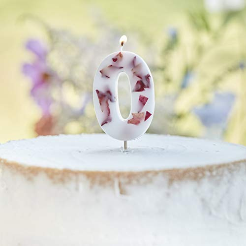 Ginger Ray Bougie d'anniversaire chiffre 0 en pétales pressés