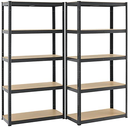 Juskys 2er-Set Lagerregal Basic 2X 180x90x40cm (HxBxT) - 1750 kg - 10 Böden - Schwerlastregal Steckregal Metall Kellerregal Regalsystem Regal - Grau