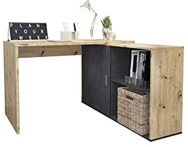 FMD Möbel Valley Schreibtisch, Holzwerkstoff, Artisan Oak Nb/Matera, rechteckig