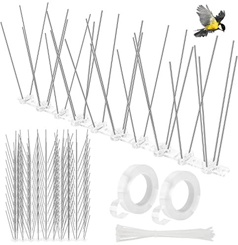 ANGELIOX Bird Spikes for Pigeon,10Pcs 25cm Bird Deterrent Repellent Spikes Stainless Steel Fence Spikes for Birds, Crows And Woodpeckers for Gardens,Roofs,Fence and Windows (10 pack)