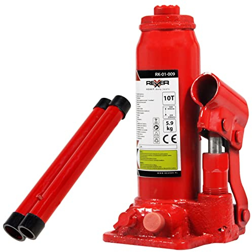 REXXER Hydraulischer Stempelwagenheber 10 T | 10 Tonnen Tragkraft, Hubhöhe 230–435 mm, Für Werkstatt & LKW, Hydraulisch