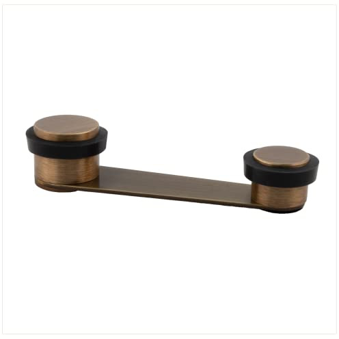 Butée de porte rotative | Fixation adhésive ou avec vis + cheville | Pour porte jusqu'à 50 mm, laiton | EVI Herrajes (laiton vieilli - caoutchouc noir)