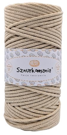 Cordón de algodón de 3 mm, 100 m, 46 colores, cordón de algodón trenzado de 3 mm, cordón de macramé, hilo de macramé, hilo de macramé, cuerda de macramé (beige claro)