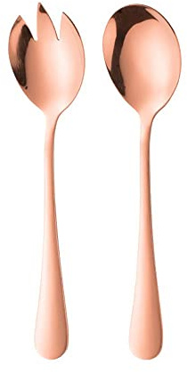 Lot de 2 couverts à salade de 20 cm - Cuillère à salade, fourchette, cuillère, fourchette à salade et cuillère de service - Pour cuisine, salle à manger, cuillère à salade et fourchette à salade en
