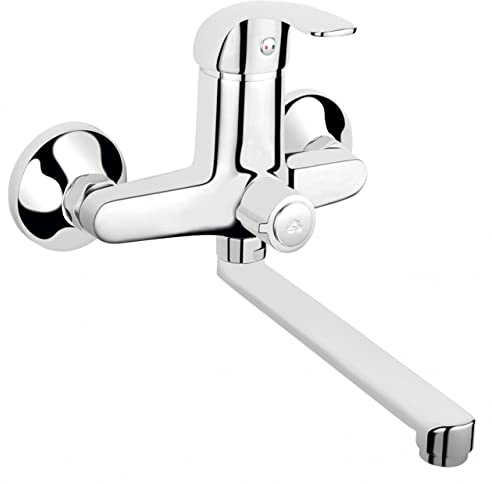 Wandarmatur Wand Wasserhahn mit Umsteller, 22cm langem Schwenkauslauf und Anschluss für Brauseschlauch