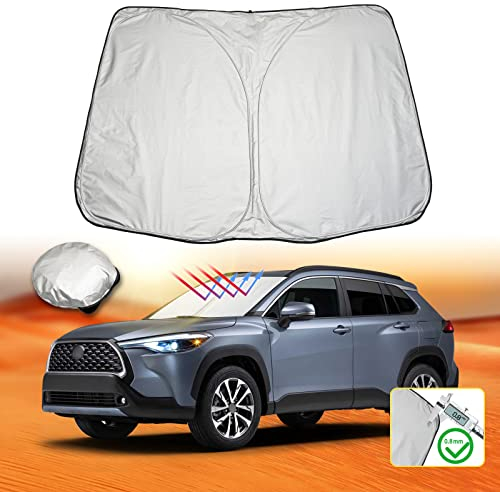 LFOTPP Kompatibel mit Toyo-TA Corolla Cross XG10 SUV Frontscheibe Innen Sonnenschutz, Auto Windschutzscheibe Sonnenblende Faltbare UV Schutz Sonnenschutzfolie Auto Zubehör