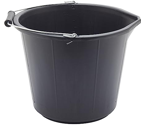 Secchio da muratore in plastica ProDec nero per impieghi gravosi da 14 litri (3 galloni), secchio per cemento e intonaco, secchi per impieghi gravosi, secchi neri