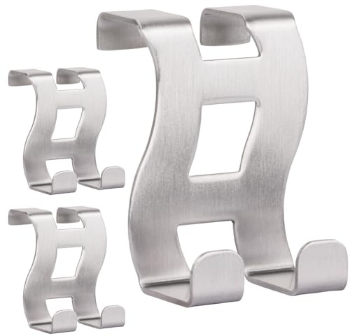 RICOO 3 x Türhaken zum Einhängen Edelstahl Haken Badezimmer MH001-3 Garderobenhaken Kleiderhaken Tür Garderobe Bademantel- & Handtuchhaken ohne Bohren Türgarderobe Türhänger Metallhaken Jackenhaken