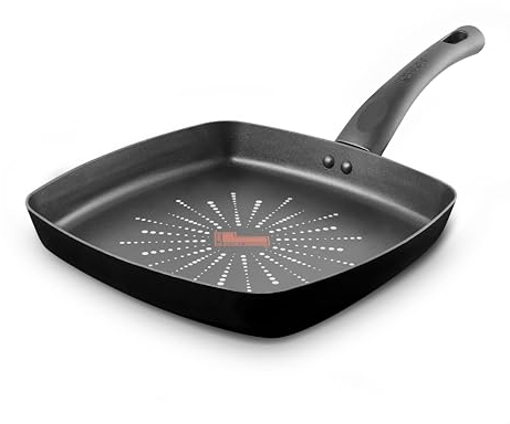 Tower T700307 SmartStart Classic 26cm Aluminium Grill Pan with Easy Clean Aeroglide Non-Stick, Oven Safe, Long Lasting, PFOA Free, Black
