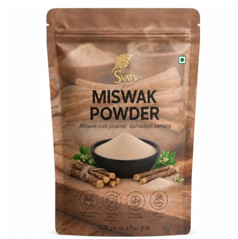 SVATV Miswak 227 g (8 oz) | 100 % ren Siwak | Salvarado Persica | Naturligt tandpulver | Tandvård