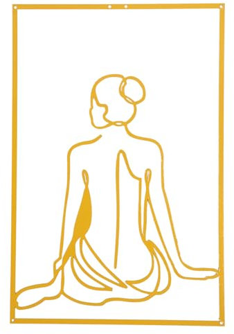Wnvivi Minimalistisches Wandkunst-Dekor, Moderne Frauen-Linien-Wandskulptur, Goldene Weibliche Linienzeichnung, Hängende Wandkunst-Dekoration für Wohnzimmer-Dekoration(A1)