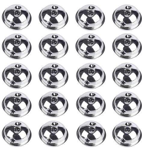20Pcs Silver Christmas Bells, Metal Round Bells, 40mm Bright Colors Jingle Bells for Crafts Pets Christmas Wind Chimes Jewelry Ornaments Holiday Home Party Decoration