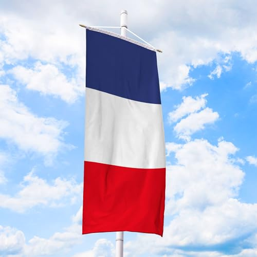 Frankreich Flagge 80 x 200 cm - für Fahnenmast, Frankreichfahne aus reißfestem Fahnen-Polyester-Stoff, Bannerfahne wetterfest und UV-beständig