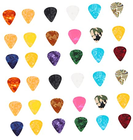 VICASKY 40stücke Zelluloid-gitarrenplektren-set Instrumentenplektren für Konzert Gitarre Bass Ukulele Gitarrenzubehör aus Hochwertigem Material Zufällige Farbe