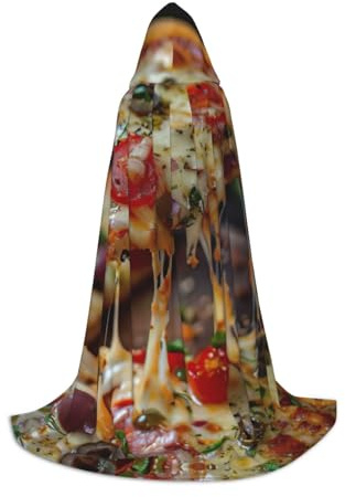 XULLZH tasty pizza Print Hooded Cape Halloween Christmas Cape Costume Women Men Adults Masquerade Dress Up