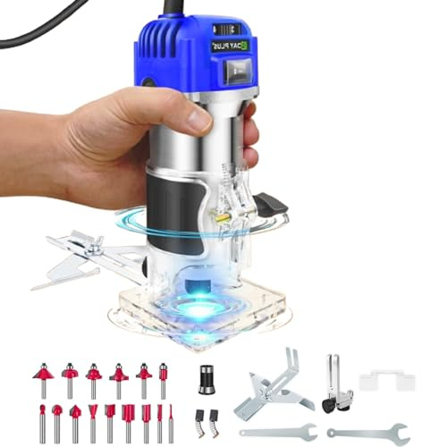 Router per Laminatore di Legno Elettrico, Rifilatore Fresatrice Verticale per Legno Elettrica 800W 6 Velocità Variabili 4000-33000 RPM