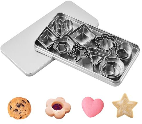 Formine per biscotti in acciaio inox (30 pezzi), Formine per Biscotti, Mini Formine Per Biscotti, per Creare Biscotti, Tortine, Pasticcini e Glasse, Con scatola di conservazione