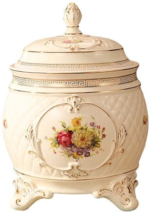 GSATREY Europäischer Stil Reisbehälter, Keramik-Reisbehälter, Luftdicht, Aufbewahrungs-Behälter, Vorratsdose, Aufbewahrungsbox Mit Deckel(26 * 36cm/10.2 * 14.2in)