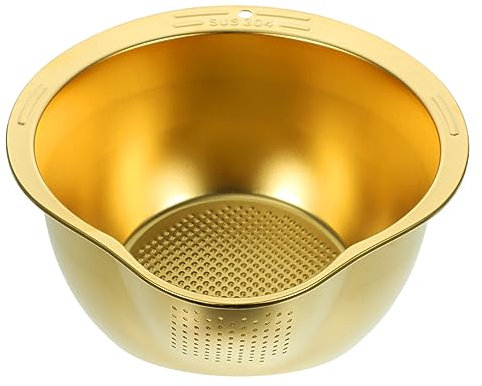Cabilock Tamiz Para Lavar Arroz De Acero Inoxidable Cesta De Cocina Con Fondo Plano Para Lavar Verduras y Frutas Recipiente Grueso Para Uso Diario La Cocina