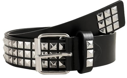 Funngy Cintura Borchie,Cintura con Borchie a Piramide Punk Rock Y2K Cinturas in Pelle PU Nero con Rivetti Metallici per Jeans Unisex Donna Uomo Stile Goth e Grunge Regolabile Comoda e Resistente