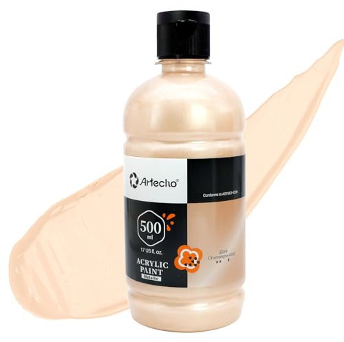 Artecho Acrylfarbe Champagner-Gold 500 ml, Wasserfest und Lichtecht, Schnell Trocknend, Acrylfarbe für Leinwand, Holz, Stoff, Handwerk, Leder und Stein.
