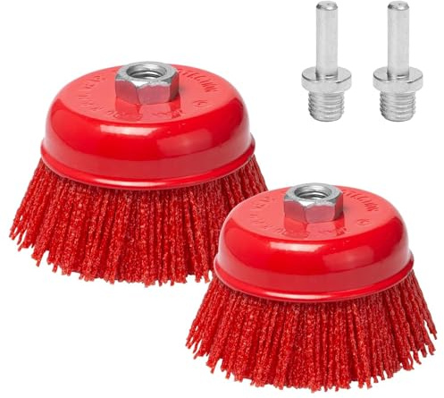 Zzcy Topfbürste Winkelschleifer 2 Stück Nylonbürste Winkelschleifer Nylon Filament Schleifmittel Drahtbecherbürste mit 2xM14-Gewinde-Aufnahme Zum Entfernen Rosts polierreinigung,Ø 75 mm