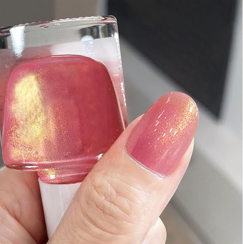 Summer Glitter Nail Polish, Quick Dry, Easy to Apply, No UV Lamp Needed, High Coverage & Long Lasting Gel Effect for Women(6# Sunset Blush)