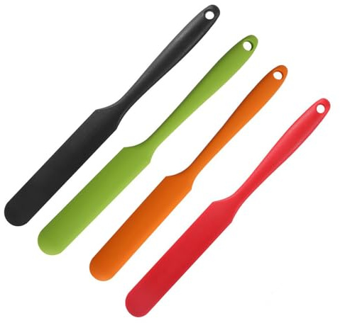 Bessy shop Lange Silikon Spatel,2 Stück Silikonspatel Hitzebeständige Küchenschaber für Gläser & Backen Schmaler Teigschaber Vielseitige Mischwerkzeuge zum Rühren, Abschaben & Kochen