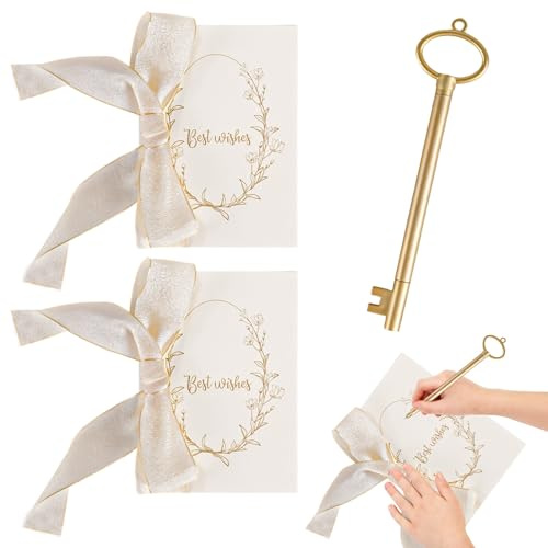 2er Set Hochzeitsversprechen Karten A6 Weiß mit Seidenband – Elegante Klappkarten für Hochzeit, Jubiläum, Silber- und Goldhochzeit – Edles Hammermuster Papier für persönliche Liebesbotschaft