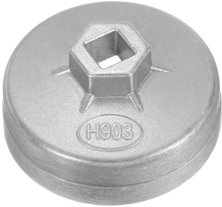 sourcing map Llave de tapa de filtro de aceite, 14 flautas, 74 mm de diámetro interior, 1/2 pulgada, unidad cuadrada de aluminio, herramienta de extracción de enchufe de filtro de aceite métrico para