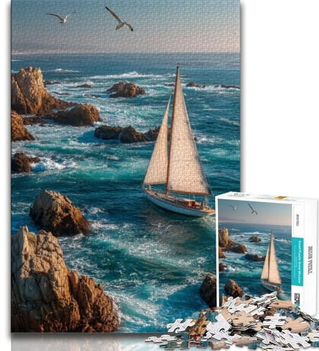 Puzzles Sea Sailing Boat Jigsaw Puzzle 1000 Pieces for Adults,for Age 14+ Impossible Game Best Gift for Adults And Teenagers (50x75cm)