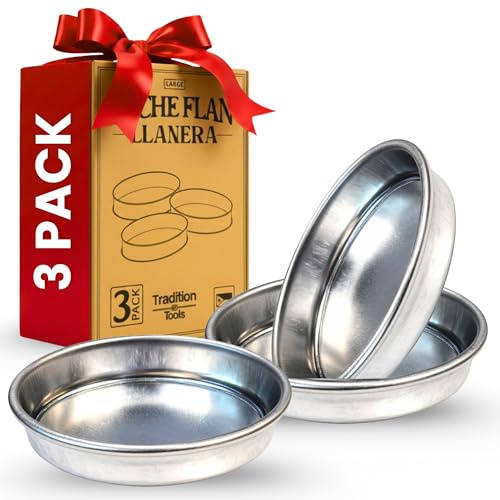 TraditionTools 3-Pack Llanera Leche Flan Molder Filipino (7.5 L, 5 W, 1.7 H) - Food Grade 1060 Aluminum Leche Flan Llanera for Authentic Filipino Desserts