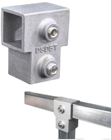 Tutoy 2 connettori per tubi in acciaio zincato, 20 x 20 mm, giunto fisso senza saldatura, collegamento per tubo quadrato in lega di alluminio, per capanni e telaio (20 connettori a tre vie 20 T)