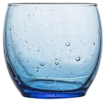 ZKALQECNF Lait Gobelet transparent bullé de 35 cl. Verre trempé soufflé à la main, compatible lave-vaisselle et micro-ondes Boissons(Blue)