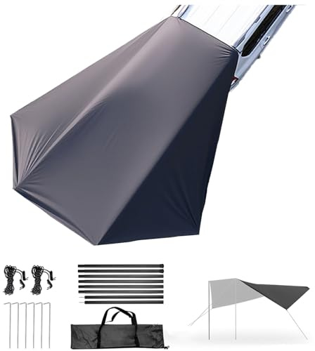Heckzelt Auto, 2.8 x 3.8 m Auto Tarp Markise Sonnensegel, Camping, SUV, Sonnenschutz, wasserdicht, universal, UV-Schutz, für Van, Wohnmobil, Wohnwagen, Fahrzeug (380 * 280CM,Dark Grey)