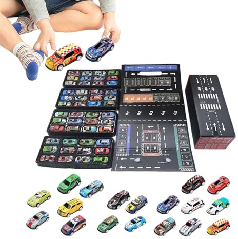 Voitures Jouets Amovibles : véhicules moulés sous Pression de 6 cm, Collection de Mini-Courses, Ensemble de Rangement de Garage intégré | Divertissement, Action, Jouets de Voyage complets pour